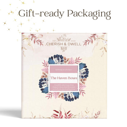 cherish & dwell Beautiful Cozy Corduroy Decorative Storage Boxes with Lids – Set of 2 Keepsake Boxes for Photos, Documents and Home Decor Accents - Giftable Memory Boxes