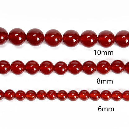 48Pcs 8mm Red Agate Natural Round Loose Real Stone Beads Gemstone Genuine for DIY Hand Made Craft Jewelry Bracelet Earring Necklace String Making Energy Healing Power
