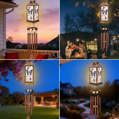 YHmall Wind Chimes for Outside, 37" Hanging Solar Windchimes Outdoors Memorial Butterfly Gifts for Women Mom Grandma, Solar Lanterns Wind Chimes for Home Patio Yard Garden Decor