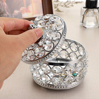 Hipiwe Crystal Mirrored Jewelry Box Jewelry Trinket Organizer Box Home Decor Ring Earrings Necklace Storage Holder Keepsake Box