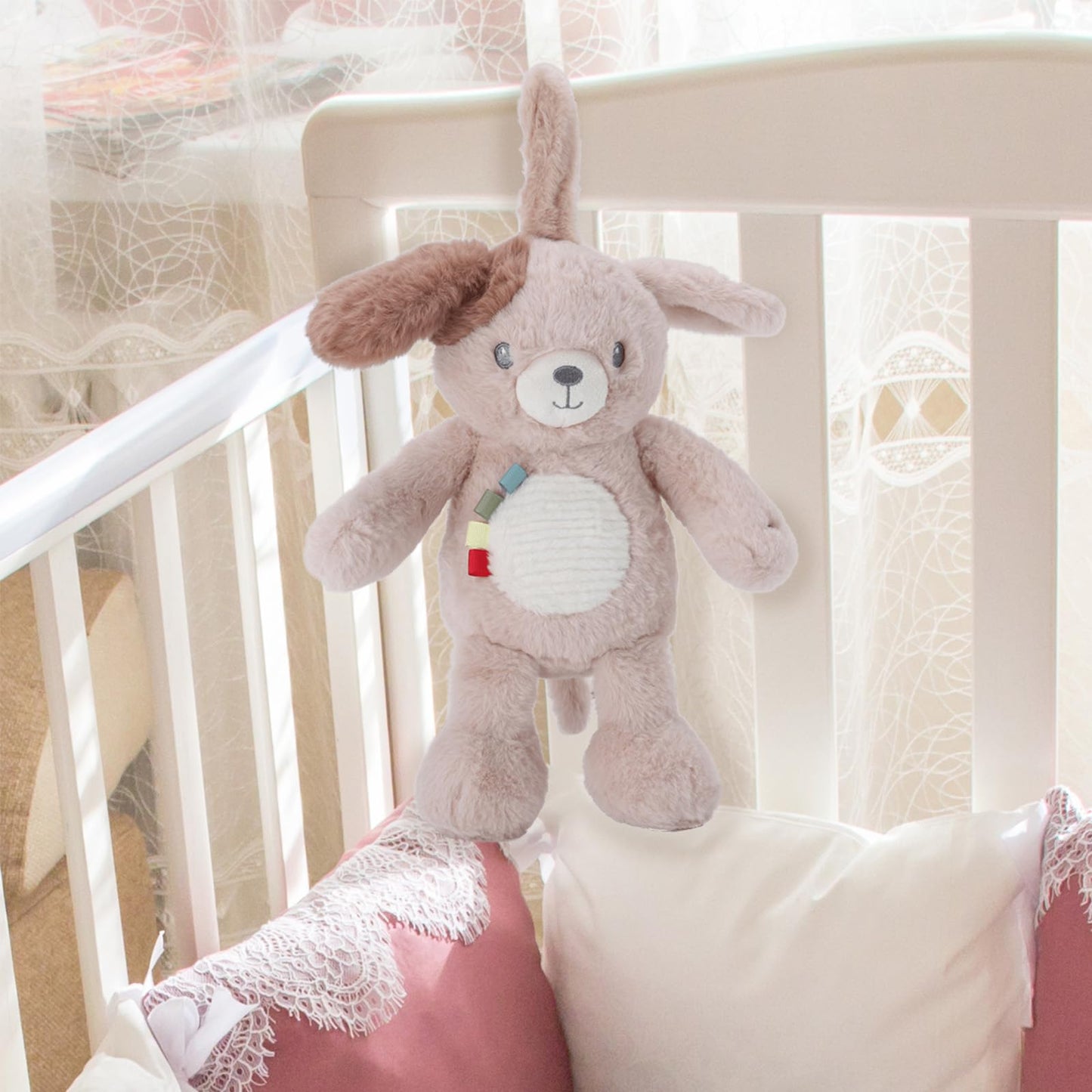 Linzy 10" Light-Up Musical Dog Bedtime Baby Soother – Soft Puppy Plush Stuffed Animal with LED Night Light & Lullaby Music, Birthday Christmas for Newborns Toddlers Kids