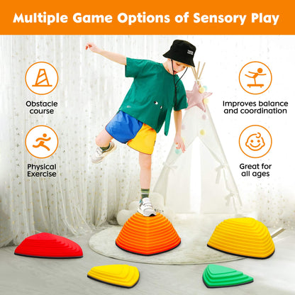 Stepping Stones for Kids 11Pcs Anti-skidding Balance Stepping Stones Indoor & Outdoor Kids Fitness Equipment Promotes Balance Coordination & Strength (Classic) (Classic)