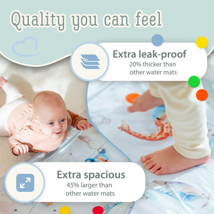 Premium Water Play Mat XXL – Award-Winning Inflatable Tummy Time Water Mat – Sensory & Motor Development Designed by Professional Educators – Certified 100% Baby-Safe Materials