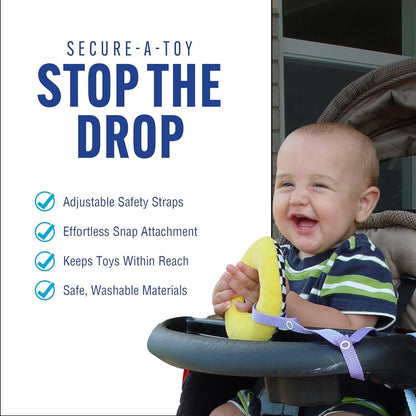 Baby Buddy Secure-A-Toy, Safety Strap Secures Toys, Teether, Pacifiers to Strollers, Highchairs, Car Seats, Adjustable, Keep Toys Sanitary, Registry Must Haves, Boys Colors (Colors May Vary), 4 Count