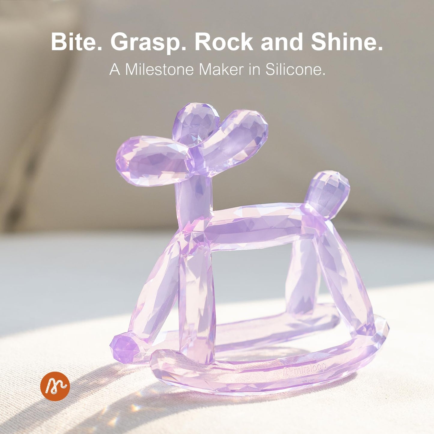 Miraloop Crystal Jelly Baby Teether – Jellydog Teething Relief Toy for Infants 3-6 Months, Silicone Handheld Teething Toy, BPA-Free, Odorless, Prevents Choking, Safe for Babies (Voyages)