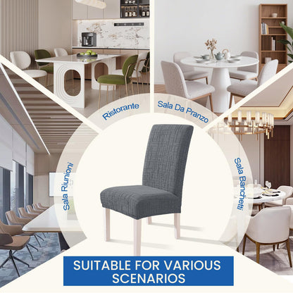 CYCMACO Dining Room Chair Covers Set of 6, Stretch Chair Covers, Washable Dining Chair Slipcovers, Kitchen Chair Covers, Parsons Chair Slipcover for Home, Restaurant, Banquet (Light Gray)