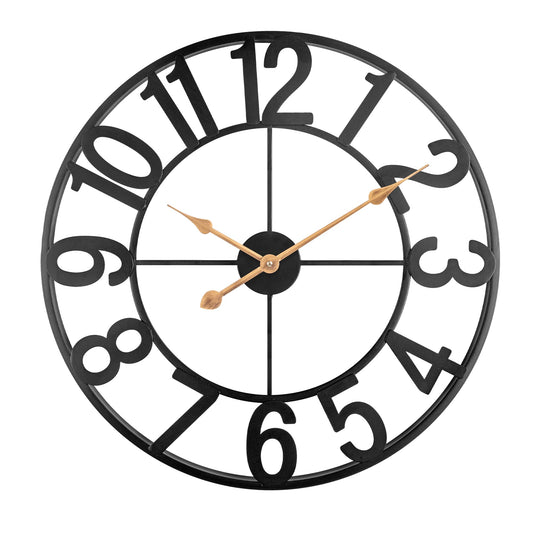 14 Inch Outdoor Clock for Patio, Large Poolside Wall Clock, Vintage European Industrial Skeleton Metal Clock, Silent Non-Ticking Battery Operated Outdoor Clock for Garden, Backyard, Porch or Fence