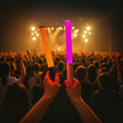 LED Glow Sticks Reusable Glow Party Favor Supplies Multicolor Light Up Stick Idol Concert LED Flashing Bright Glow Lightsticks for Wedding, Birthday, Raves, Concert, Halloween, Christmas (Black-2Pack)