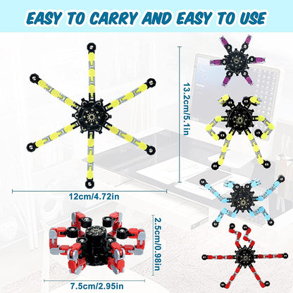 100pcs Random Fidget Spinners,DIY Deformable Robot Fingertip Toys,Decompression Spinner,Deformable Creative Mechanical Gyro Toys,Stress Relief Mechanical Chain Toy for Kids Adults，Party Supplies