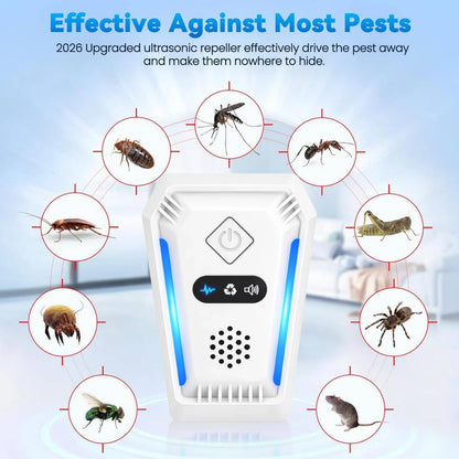 2026 Upgraded Ultrasonic Pest Repeller for Indoor Use, Plug-in Device for Mice, Rats, Roaches, Ants, Spiders & Insects, Home Ultrasonic Repellent with 3 Working Modes