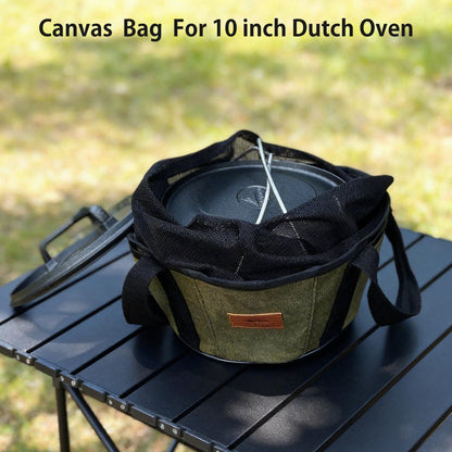 Campingmoon 10 In Dutch Oven Bag, Heavy Duty Canvas Camping Storage Bag with Drawstring, Portable Cookware Organizer for Cast Iron Pot, Anti-Scratch Protection for Camping Picnic