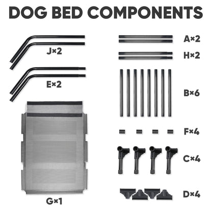 Suddus Elevated Dog Bed for Large Dogs 140lb, Breathable Cooling Raised Dog Cot with Dual Support Bars & Metal Frame, No-Slip Feet, Waterproof Pet Bed for Indoor/Outdoor, X-Large, 48 * 36 * 9in, Grey