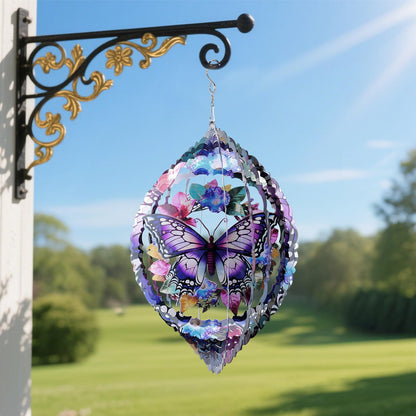Ayadon Butterfly Wind Spinners Outdoor, 10 Inch Laser-Cut Stainless Steel Metal Wind Spinners, 3D Kinetic Hanging Sculpture, Metal Yard Art, Garden Decor, Butterfly Gifts for Women, Men, Mom, Grandma