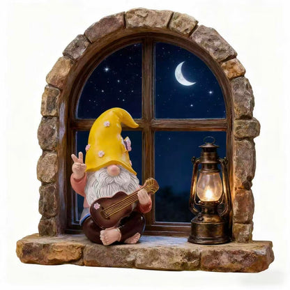 Garden Hippie Gnome Decor Statue,Funny Garden Gnomes with Peace Sign Decor Outdoor ，for House,Lawn,Patio and Porch, Gifts for Friend,Family. (Yellow)
