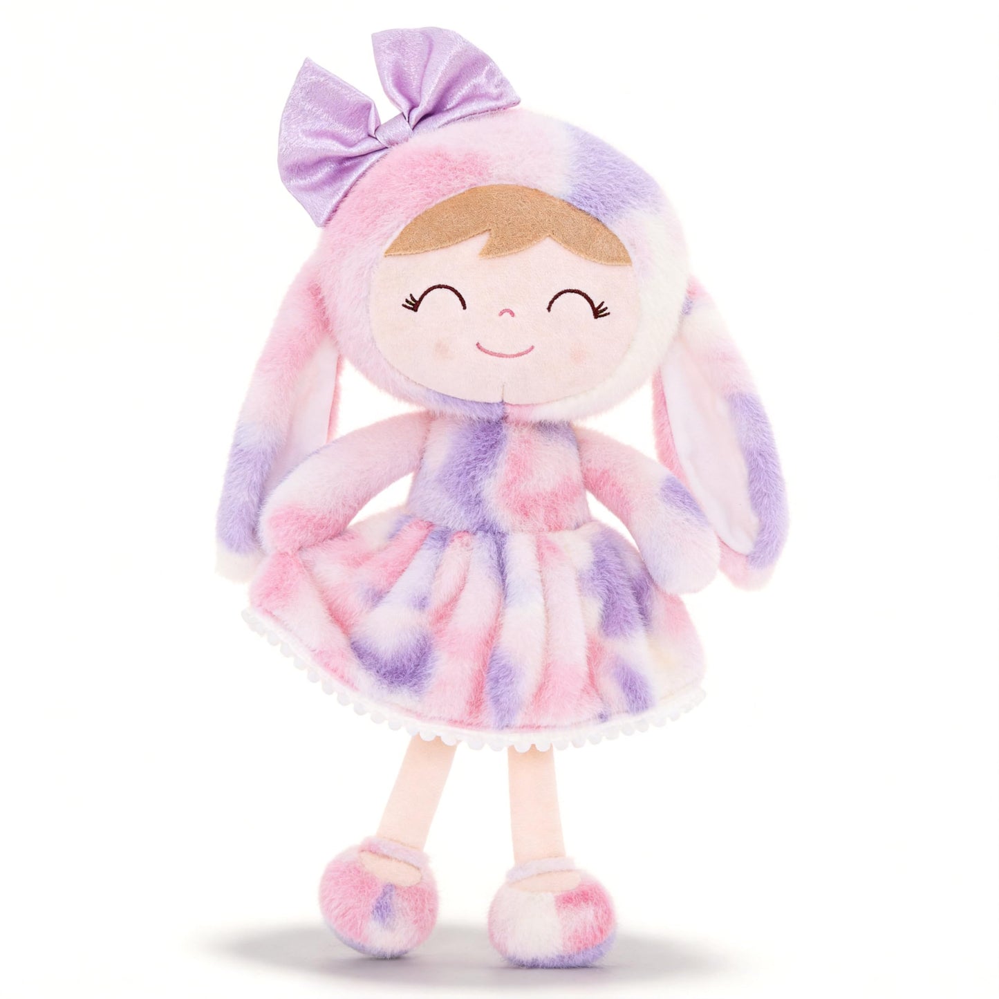 Gloveleya Easter Bunny Gift Baby Girl Gift Plush Bunny Dolls First Baby Doll Toddlers Rabbit Toy Bunny Gifts for Girl Tie-Dye Purple 12 Inches