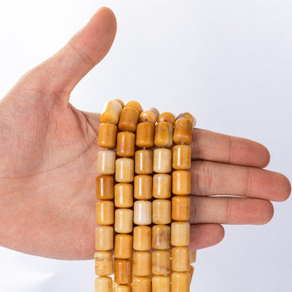 Natural Yellow Jade Cylinder Tube Beads 10x14mm 38cm/str Loose Semi Gemstone Stone Beads for Making Bracelets Necklace