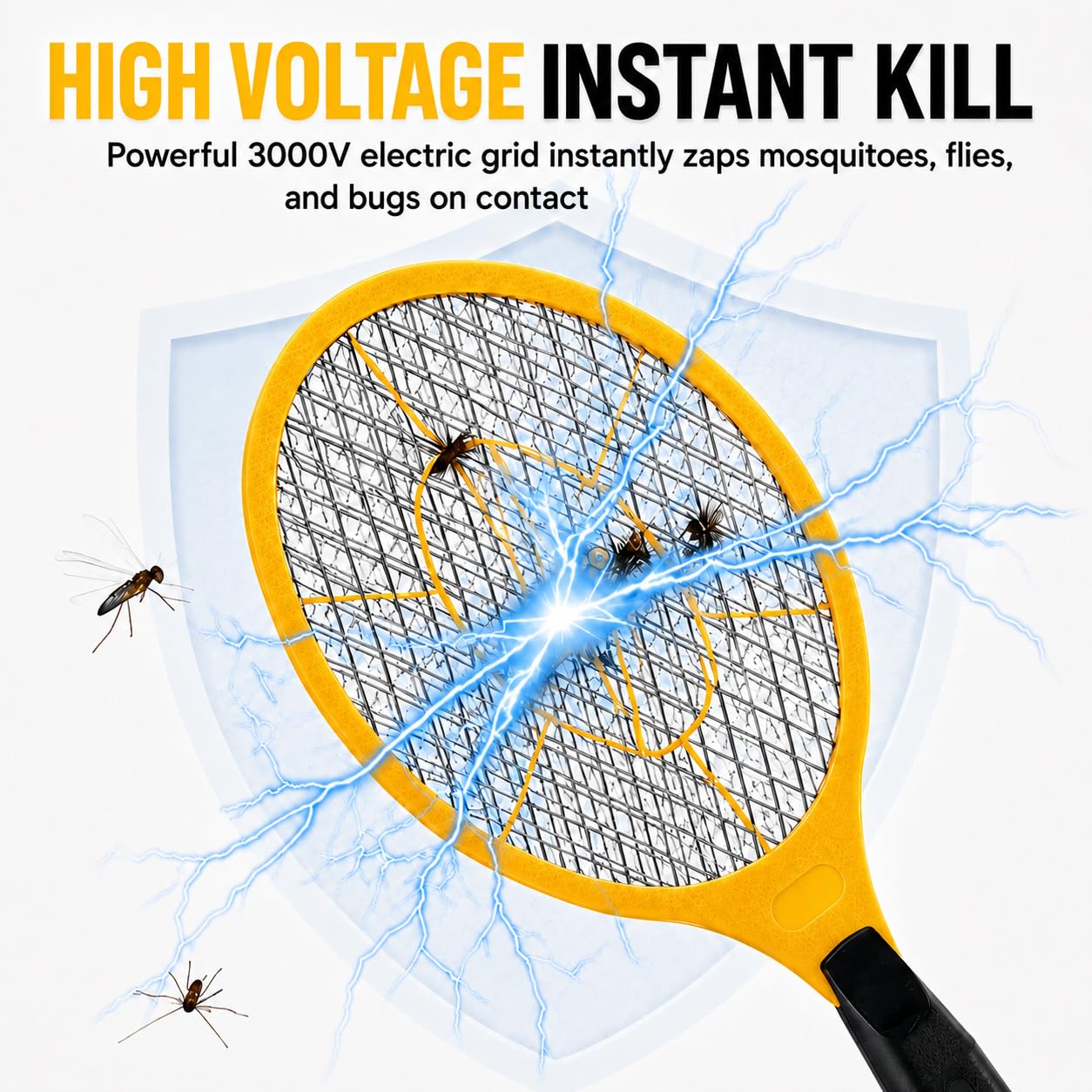 2 Pack Electric Fly Swatter, Bug Zapper Racket for Indoor Pest Control, Handheld Insect Killer Bat Battery Powered Electric Mosquito Swatter for Outdoor and Home