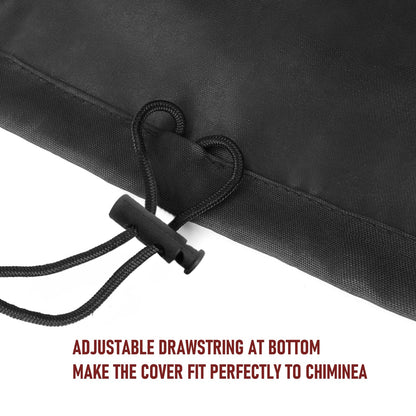 Chiminea Cover Outdoor Waterproof Chiminea Fire Pit Cover Heavy Duty Durable Chimineas Protection Cover with Drawstring (Black, 24D x 48H in)