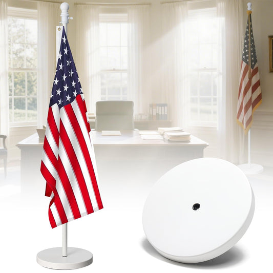 Flag Stand Indoor - 1" Heavy Duty Metal Flag Pole Set with Base,6-8ft Adjustable,Portable & Free Standing For Office,Meeting Room,Classroom,Entry Area,Outdoor Porch Deck (White)