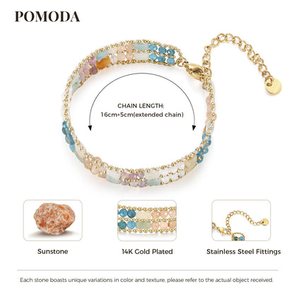 POMODA Boho Bracelets for Women Chakra Stackable Bohemian Bracelet Stack Energy Gemstone Crystal Healing Layered Summer Vacation Natural Stone Handmade Beach Jewelry for Women