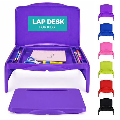 MAVOCRAFT Foldable Kids Lap Tray with Storage - Portable Lap Desk Kids & Adults - Kids Lap Desk for Breakfast in Bed, Serving Tray, Car Desk & Gaming (Purple)