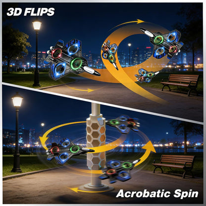 serfiman Foam Remote Control Airplane with LED Lights, RC Jet Fighter 360° Flip & Stunt Roll, 2.4GHz RC Plane for Teens & Adults, Blue