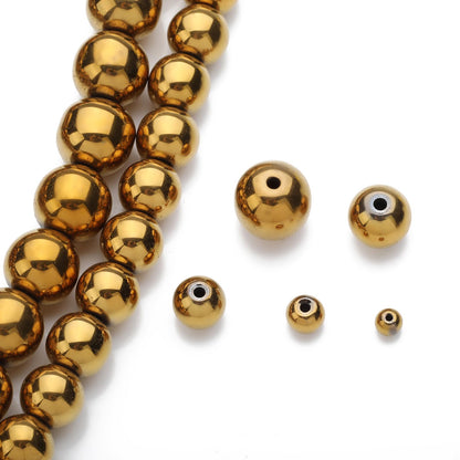 Zenkeeper 108Pcs Gold Hematite Spacer Loose Beads Bulk with Holes Handcrafted for DIY Bracelets Jewelry Making Crafts Supplies
