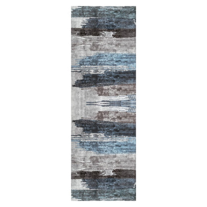 Ciicool 2x6 Washable Runner Rug, Modern Abstract Hallway Rugs Runner, Non-Slip Thin Accent Rug Lightweight Navy Grey Print Distressed Carpet for Laundry Entryway Bedroom Kitchen Bathroom Indoor