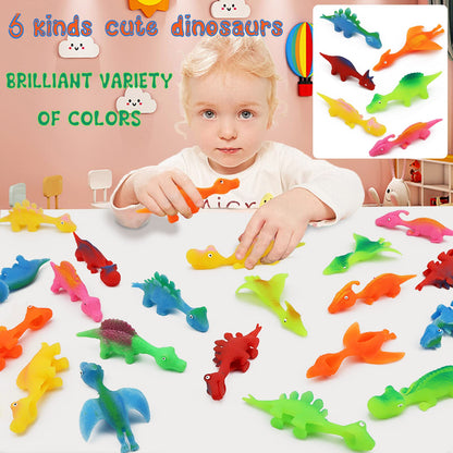 Pushmick 30 Pcs Slingshot Dinosaur Finger Toys, catapult toys as fun as slingshot chicken, cute shapes, more colors, Great for Flying Games and Party Favors.