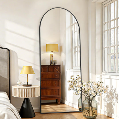 Mirror Full Length 64"x21" Full Body Floor Mirror with Stand, Shatterproof Glass, Aluminum Alloy Frame, Free Standing Wall Mounted or Leaning Arched Mirrors for Bedroom Living Room Entryway