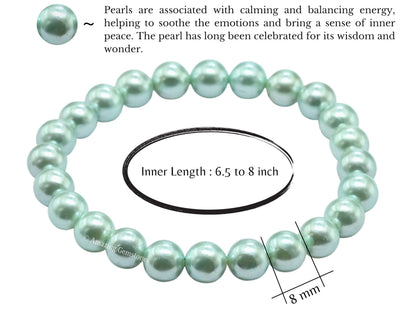 Amazing Gemstone Crystal Bracelet for Women Men's Gifts - Protection Healing Crystal Bracelet - 8mm Gemstone Beaded Stretchable Bracelet Pulseras Para Hombres Mujer Stocking Stuffers Mothers Day Gift (Pistachio Pearl)