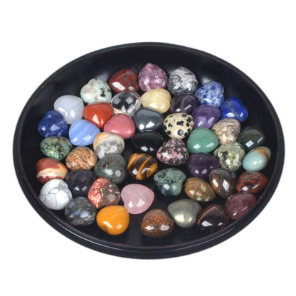 All Natural 20mm Mini Puffy Heart Assorted Gemstone Healing Crystal Pocket Stone Rock Collection Box (Pack of 24)