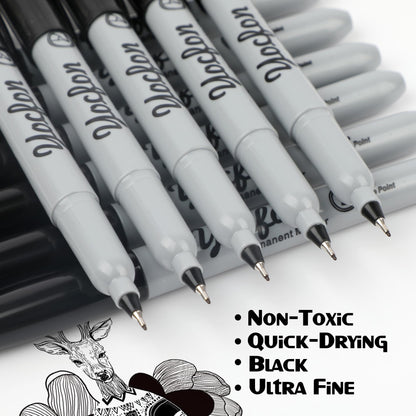 Yocfon Permanent Markers Ultra Fine Tip, Bulk Pack Of 72 Count Black Permanent Marker Set, Quick-Drying Ink, Works On Plastic, Wood, Stone, Metal And Glass