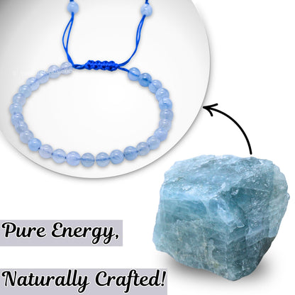 Amazing Gemstone Aquamarine Bracelet for Women Men's Gifts - Protection Healing Crystal Bracelet - 6mm Gemstone Beaded Adjustable Bracelet Pulseras Para Hombres Mujer Stocking Stuffers