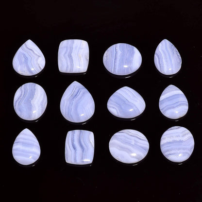 Gemkora 100 carats Natural Blue Lace Agate Gemstones Wholesale Cabochons Lot, Jewelry Making Loose Gemstone, Polished Gems, DIY, Wire Wrapping, Reiki, Wikka, Healing Crystals, Bulk Gemstone Deal