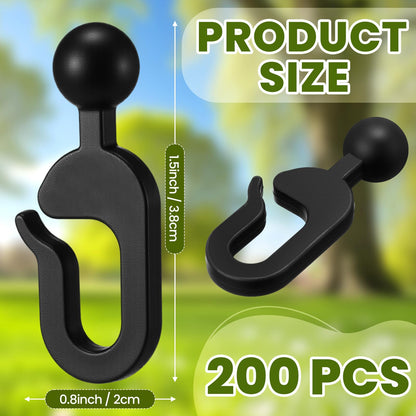 Colingmill 200 Pack Plastic Hooks for Gazebo Curtains and Mosquito Netting Outdoor Hotel Black Curtain Track Hooks Gazebo Replacement Parts Accessories