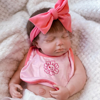 Gileutay 18 inch Silicone Baby Doll Full Body Realistic Weighted Reborn Doll Sleeping Baby Doll Girl Handmad Toy for Ages 3+