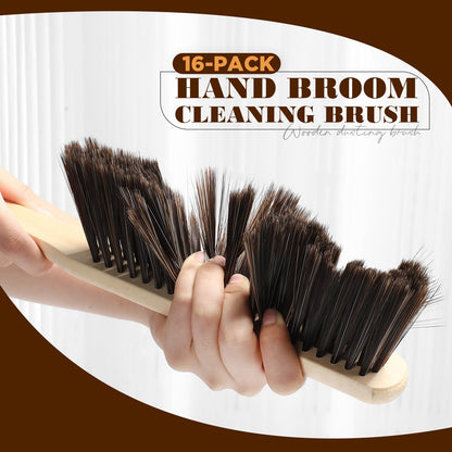Tioncy 24 Pieces Wooden Dust Brush Bulk Hand Broom Bench Soft Bristle Cleaning Outdoor Furniture Brushes with Long Wood Handle for Cleaning Car Bed Sofa Fireplace Couch Clothes