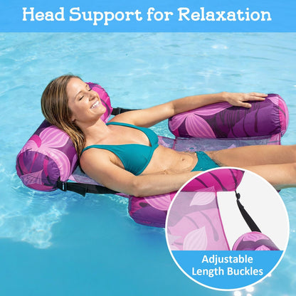 Inflatable Pool Float Chair - Pool Floats Adult Heavy Duty, Water Floating Lounge Chairs, Blow up Floaties Adults for Summer Fun Party Lake Beach
