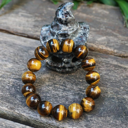 TaHLga Tigers Eye Mens Bracelet 16MM with Golden Brown Cats Eye | Fits for About 8" XLarge Wrist | Natural Solar Plexus Chakra Gemstones | Bring Luck Wealth Courage | Protection from Evil | Gift