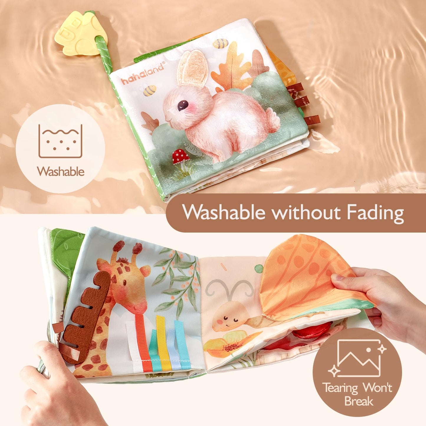hahaland Baby Books 0-6 Months, Tummy Time Sensory Toys 6 to 12 Month Touch Feel Crinkle Book for Boys Girl 0 3 6 9 12 Month Travel Toys Birthday Gifts Easter Basket Stuffers
