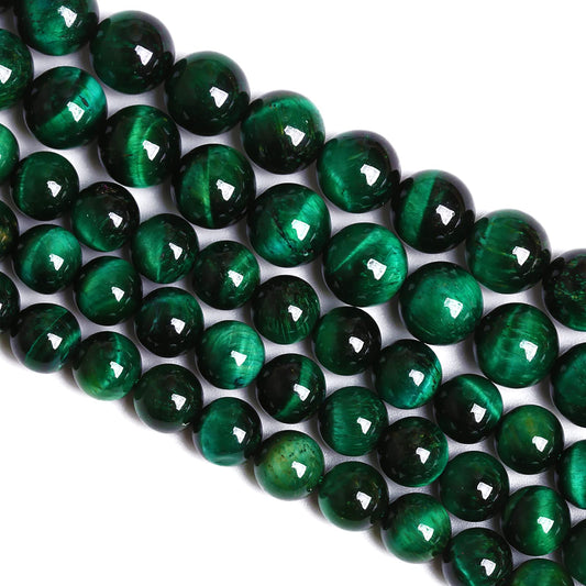 6mm 60PCS Natural Green Tiger Eye Stone Beads Spacer Round Loose Beads for Jewelry Making DIY Bracelet Accessories Strand 15 inches