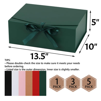 STOBOCTER Gift Box,13.5x10x5 Gift Boxes with Lids for Presents,Green Magnetic Gift Box for Wrapping,Birthday, Wedding, Bridesmaid Proposal, Christmas,Includes Ribbon,Card