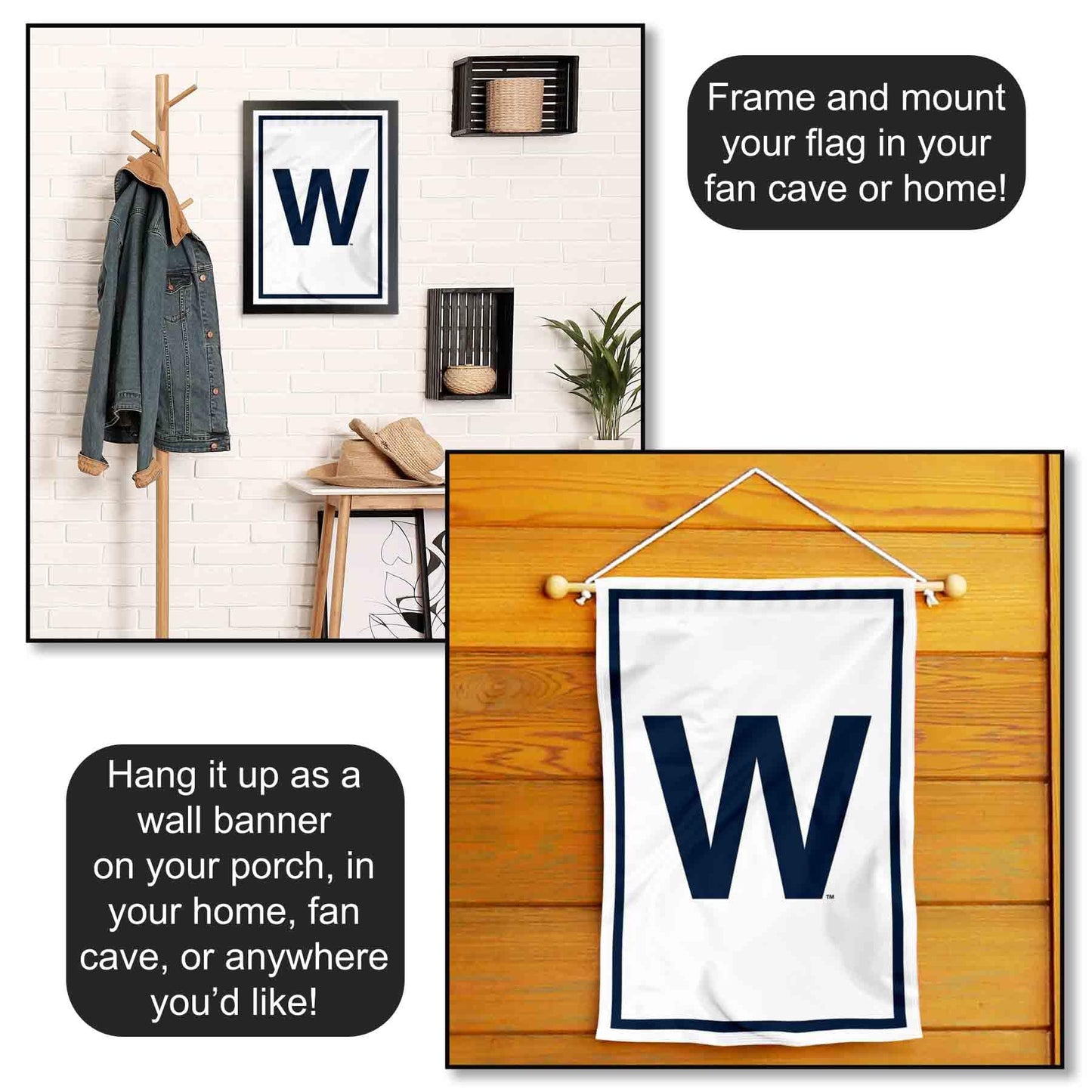 Chicago Baseball Team W Win Double Sided Garden Flag