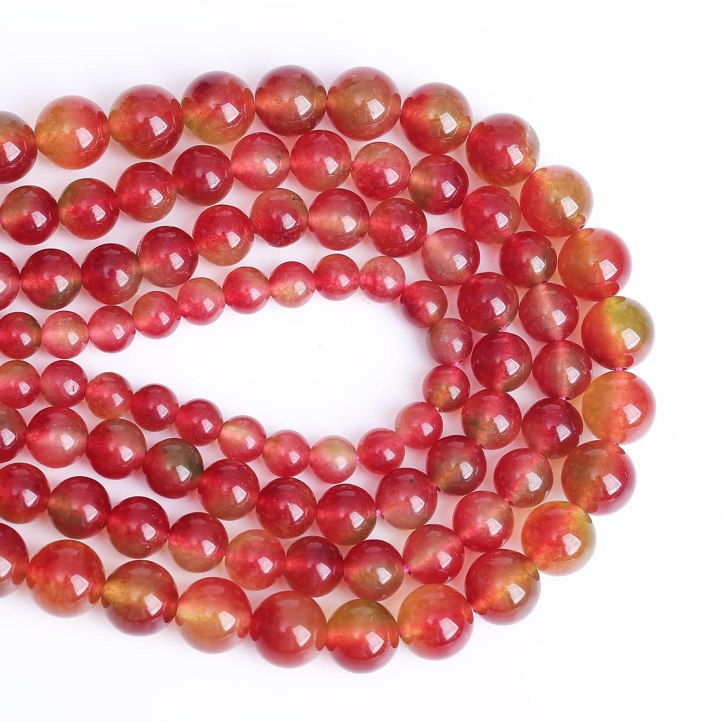 10mm 36pcs Watermelon Tourmaline Jades Stone Beads for Jewelry Making DIY Bracelet Necklace Accessories AAA 15" Energy Healing Power Stone Beads (Watermelon Tourmaline, 10mm)