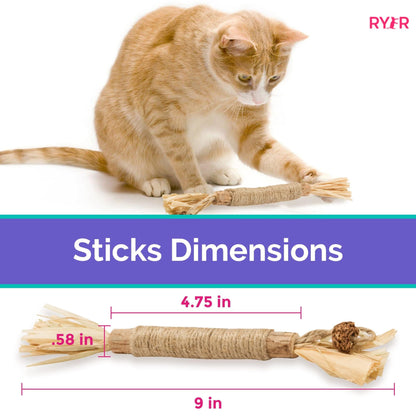 RYERCAT Silvervine Sticks for Cats - 100% Natural Cat Chew Toy for Aggressive Chewers and Kitten Teething - Pet Friendly, Smooth Finish, Irresistible Taste and Smell (5 Pack)