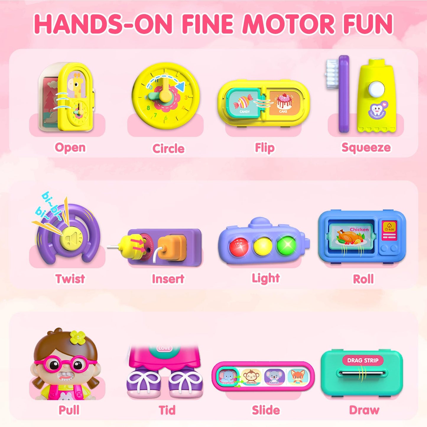 Baby Busy Board for 1-2 Year Old Boy Girl Gift,Musical Toddler Toys for 1+ Year Old,Early Educational Toy for Toddlers 1-3,Birthday Gifts for 1+Year Old Girl, 1 2 Year Old Christmas Toys Gifts