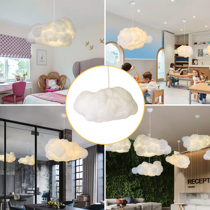 Funteam Modern Floating White Cloud Pendant Hanging Light Nordic Cotton Ceiling Light Fixture Girls Children's Living Room Bedroom Hotel Lobby Restaurant Clothing Store Chandelier (15.7Inch)