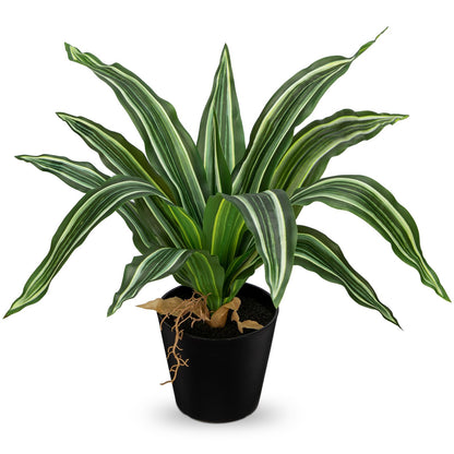 DILATATA Artificial Dracaena Plant in Black Pot 13.8 Inch Faux Potted Dracaena Silk Plant Fake Yucca Tree Tropical Plant for Home Office Living Room Indoor Outdoor Decor