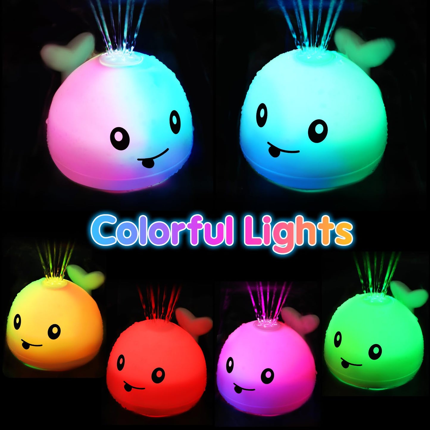 Baby Bath Toys for Kids Ages 1-3, Pool Water Toys for Baby 1 2 3 Year Boy Girl, Whale Bath Toy Sprinkler Light up Bath Toys for Babies 6-12 Months, Toddlers Bathtub Toys Baby Birthday Gifts